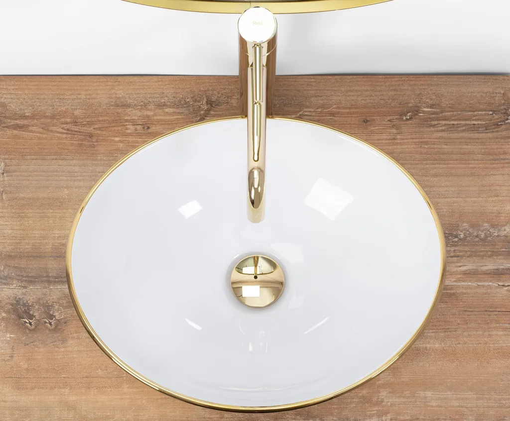 Lavabo da Appoggio Rea Sofia Gold / White - 4