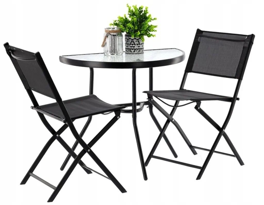 Set Balcone VBChome Nero: Mobili Salvaspazio Pieghevoli 3 Pezzi - 2