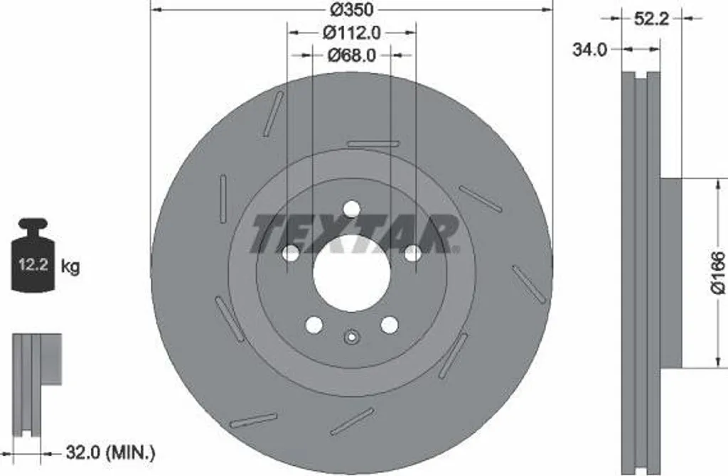 Disque de frein ventilé carbone TEXTAR 92319005 pour Macan