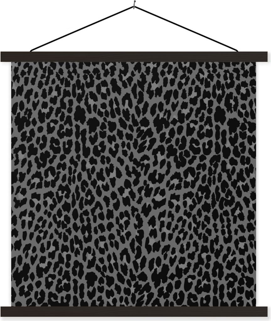 MuchoWow Textilposter Leopard - Muster - Grau 40x40 cm mit schwarzem Rahmen - Fotos