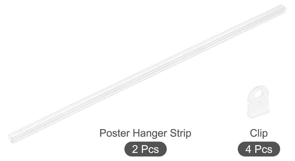 2 Stš¹ck PVC Posterschiene Posterleiste 50cm/20 Zoll Transparent mit Clips fš¹r Poster Karte