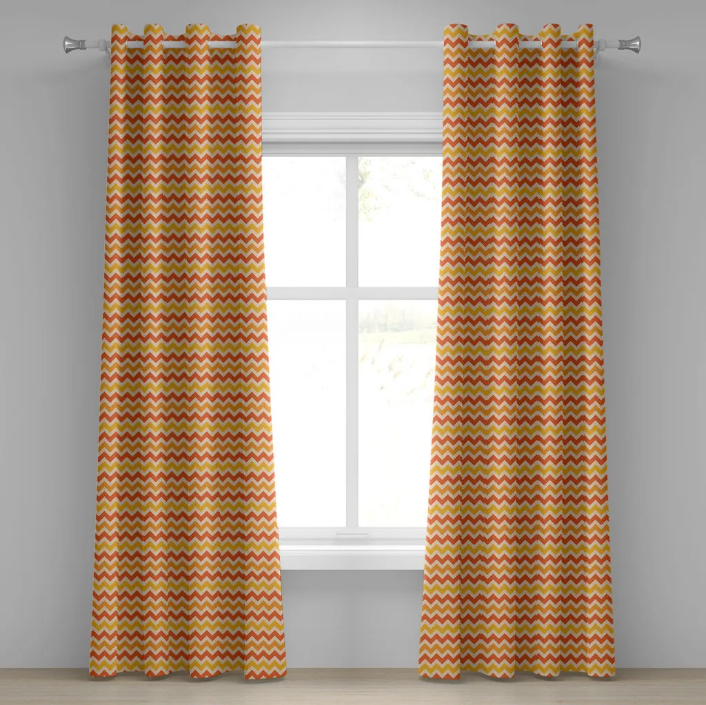 Rideau à œillets géométrique orange jaune ABAKUHAUS 280 x 175 cm