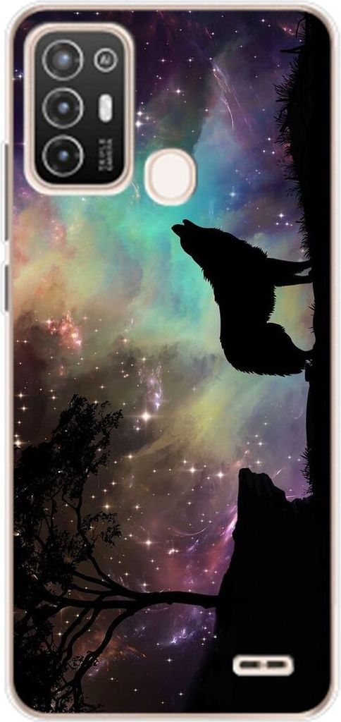 König Design Hülle kompatibel mit ZTE Blade A52 Kunststoff Soft Handyhülle - Handy Case Wolf Abendhimmel