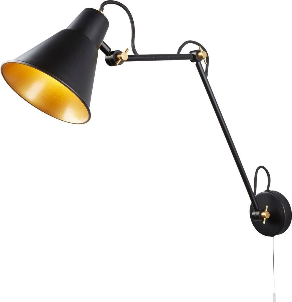 Deckenspot Metall E27 verstellbar B: 14 cm in Schwarz Gold Retro