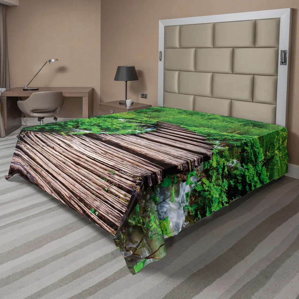 Drap de lit plat forêt tropicale ABAKUHAUS en microfibre 260x228 cm
