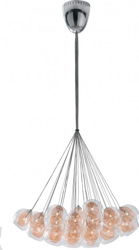 Pendelleuchte Hängeleuchte Hänge Deckenleuchte Metall Glas kupfer145cm Ø.77 cm