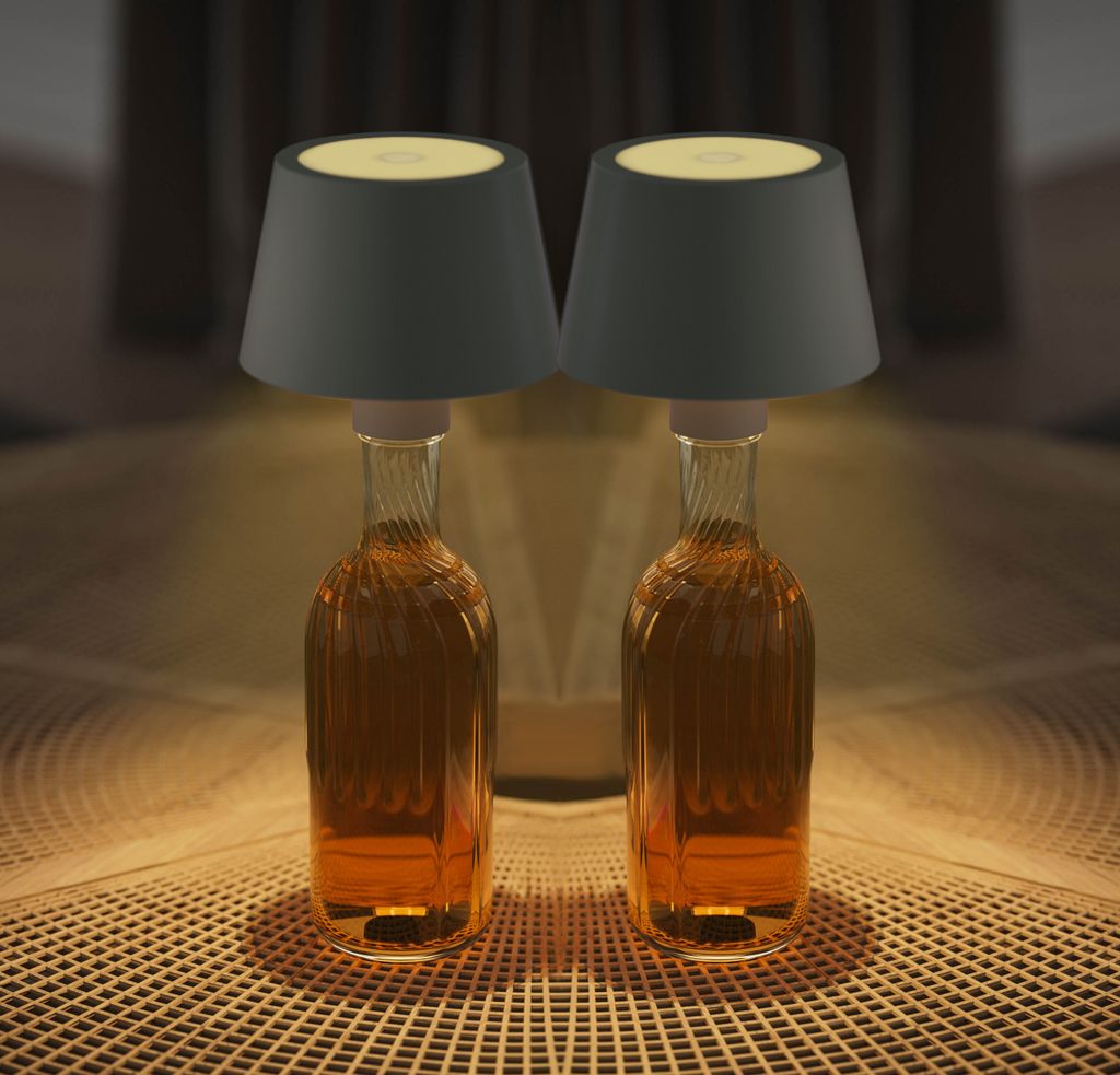 Northpoint 2er-Set LED Akku Tischlampe Flaschenlampe Tischleuchte mit Touchsensor grau