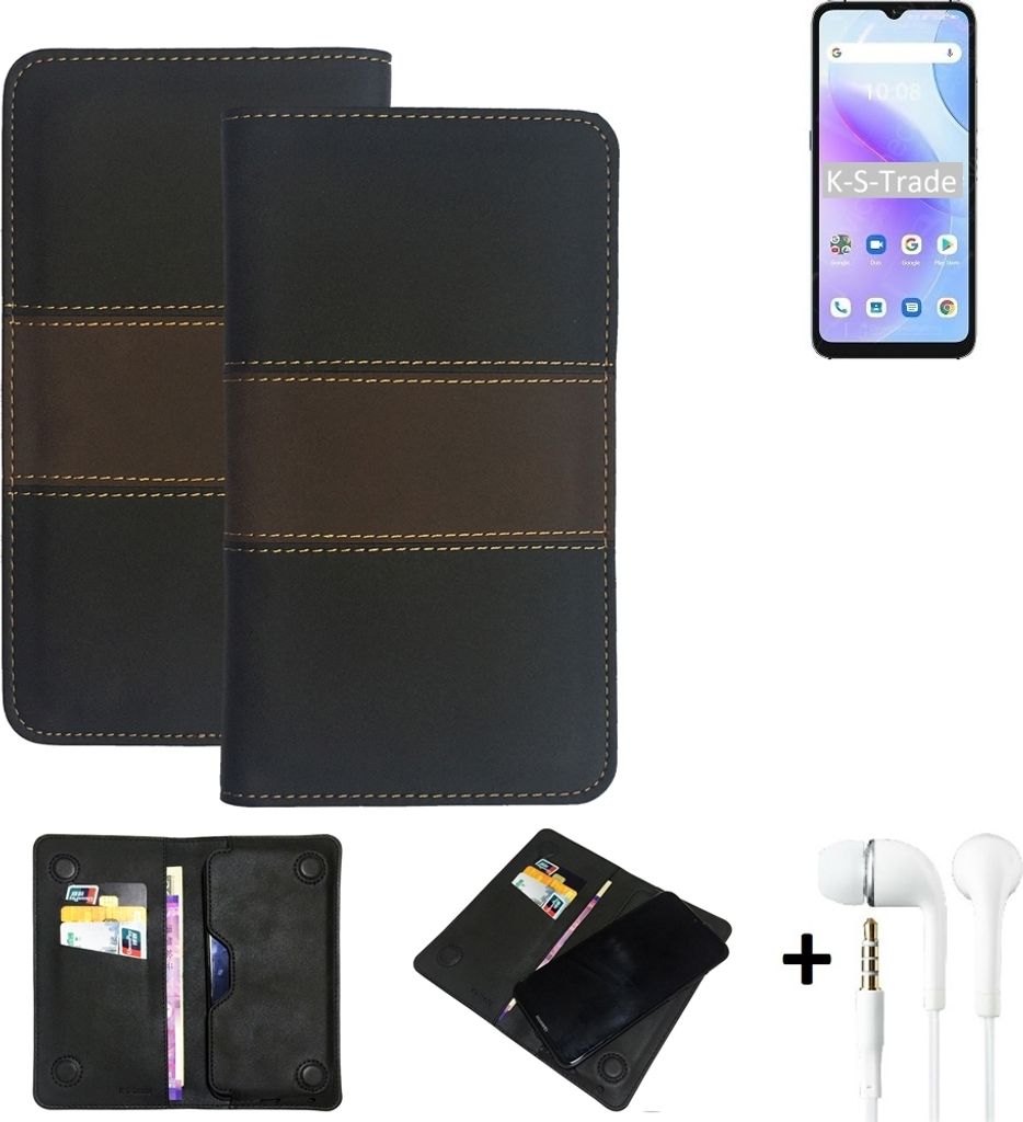 K-S-Trade Handyhülle + Kopfhörer kompatibel mit UMIDIGI A11s Schutzhülle Walletcase Bookstyle Tasche Schutz Case Hülle Wallet Cover Kunstleder
