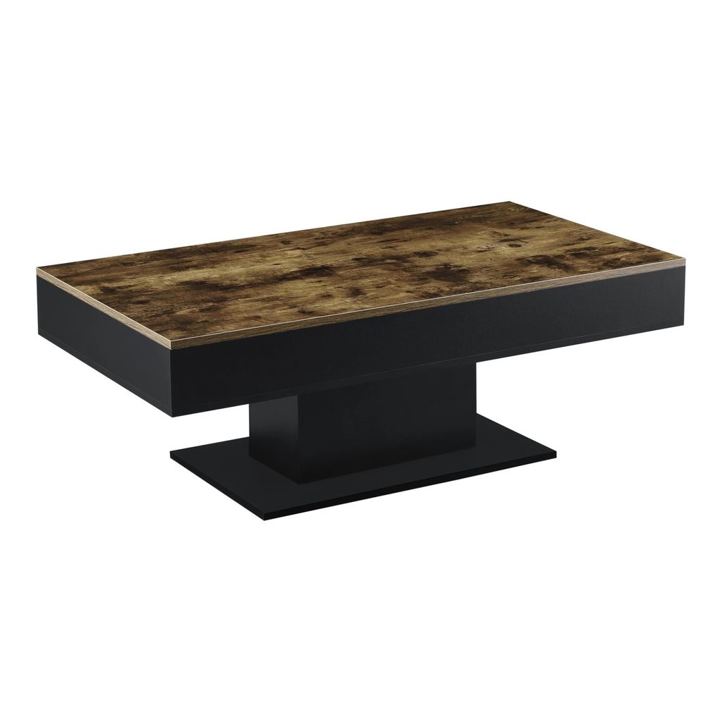 In And OutdoorMatch Couchtisch Shanie - Mit Stauraum - 110 x 60 x 40 cm - Schwarz und Holz - Spanplatte - Modernes Design