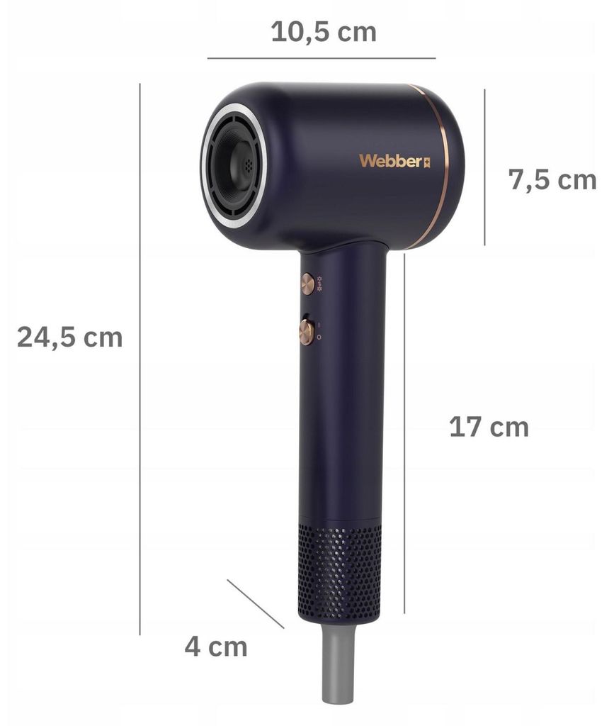 WEBBER 05HD-1698, 22 m/s, Navy, Gold, 3 m, Tasten, 1600 W, Produktbild 