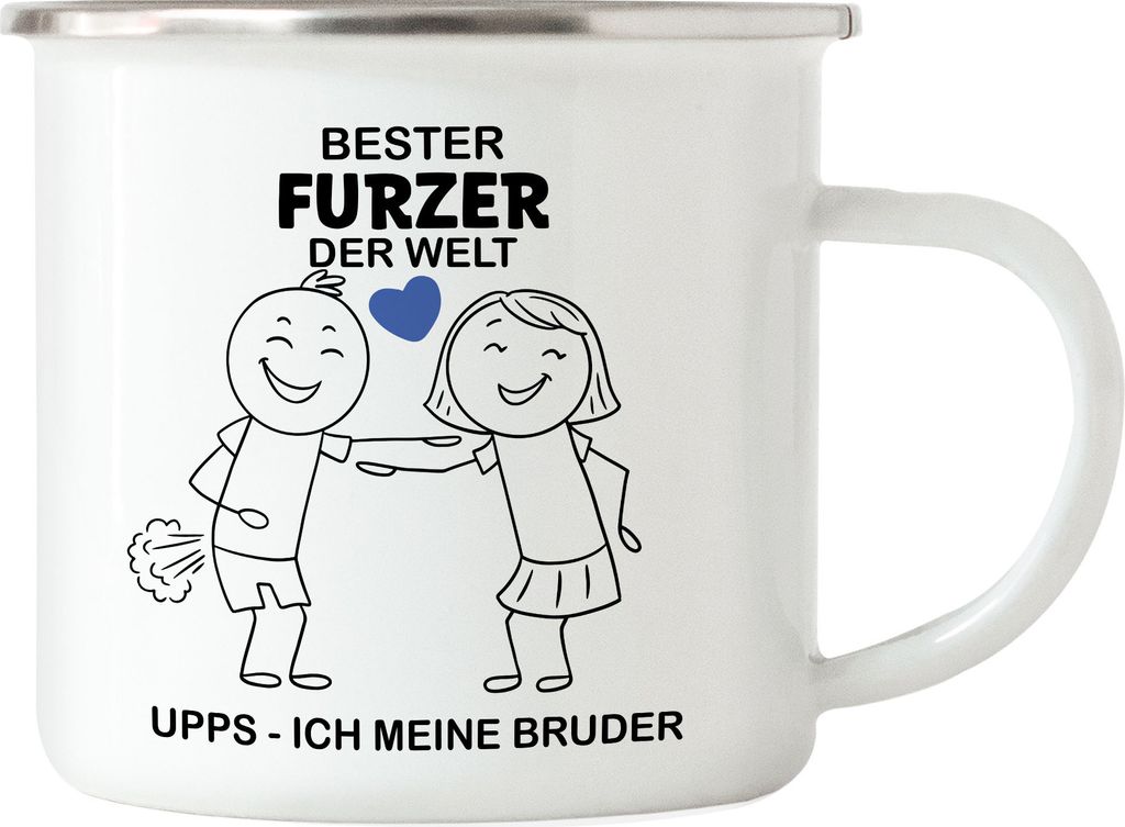 Bester Furzer Der Welt Upps Ich Meine Bruder Emaille Tasse Bruder Geschwisterliebe Herzensmensch Pups Furz Liebe