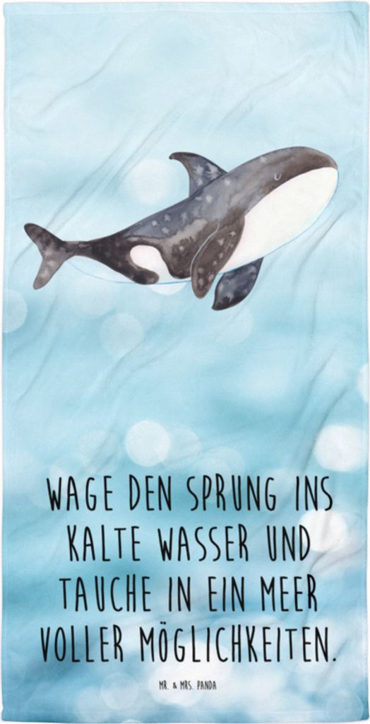 Mr. & Mrs. Panda Strandtuch Orca - Oceanblue - Geschenk, Selbstliebe, Badelaken, Motivation, Meer, Reisehandtuch, Arbeit, Möglichkeiten, Frottee-H...