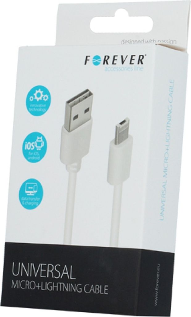 Forever 2 in 1: Universal Micro-USB & Lightning Ladekabel Datenkabel Kabel Ladegerät für iPhone, Samsung Huawei, LG, usw Android/iOS 1 Meter 2A i...