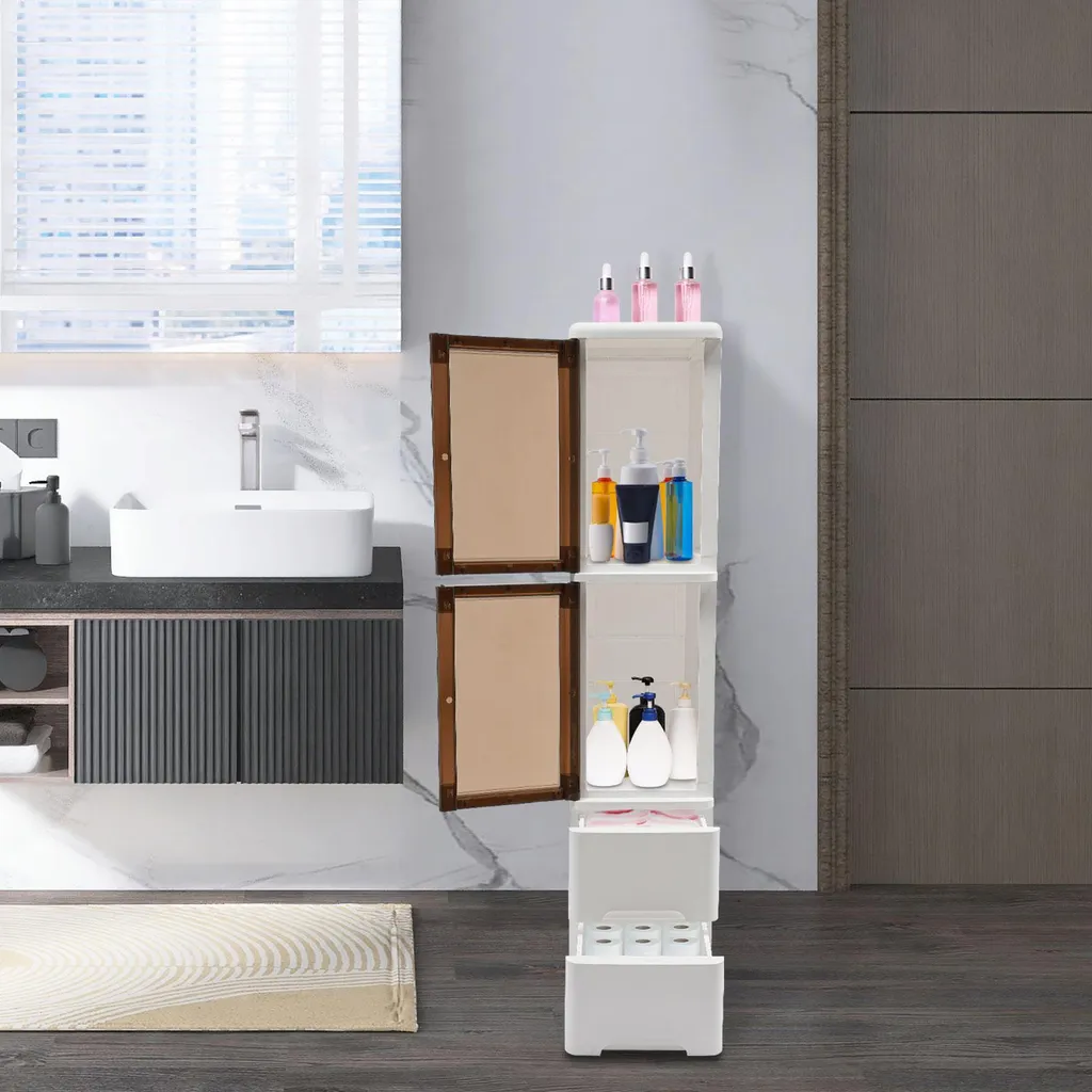 Étagère de rangement blanche multifonctionnelle à 4 compartiments fixe - 3