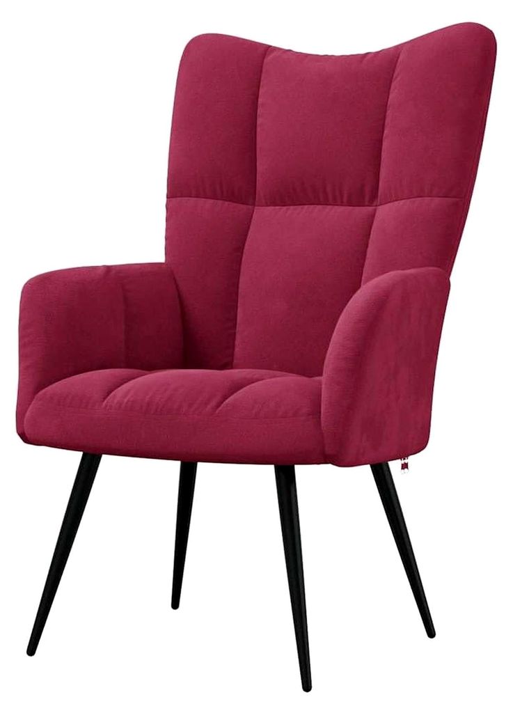 Relaxsessel aus weinrotem Samt, 61 cm Breite, 70 cm Tiefe, 96,5 cm Höhe