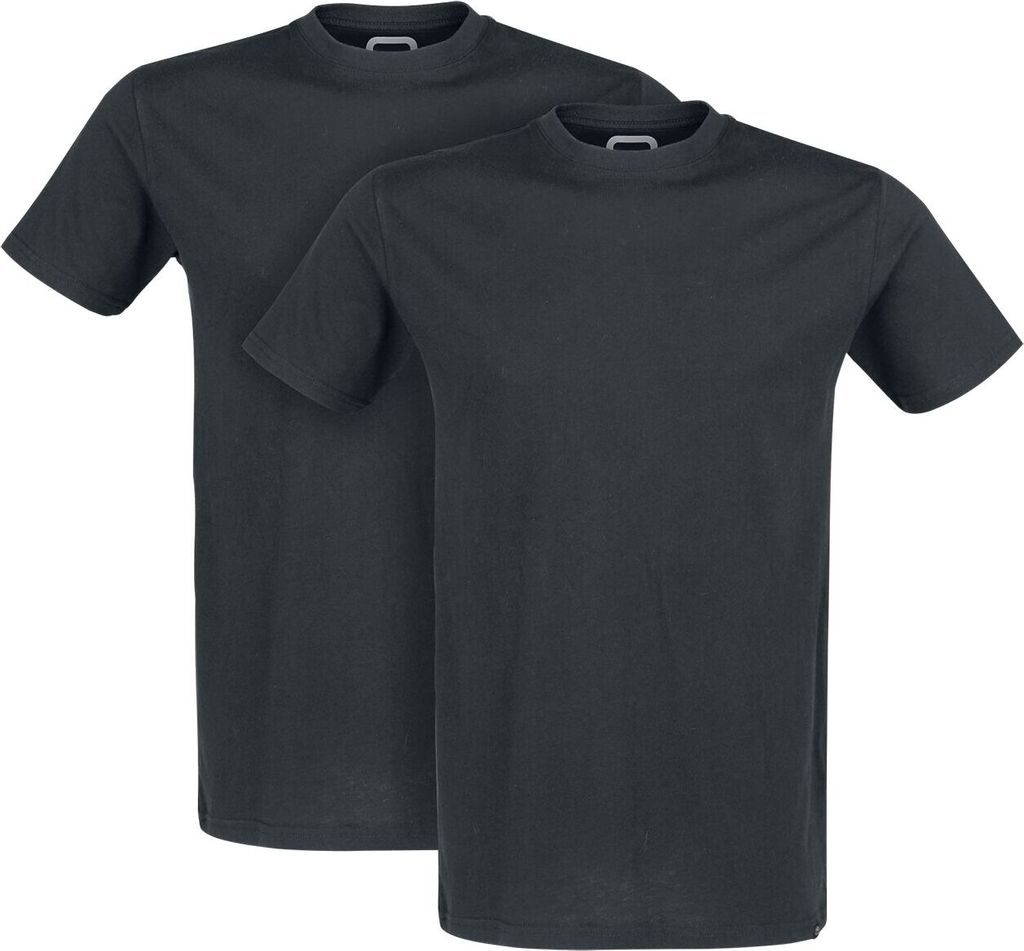 RED by EMP Herren schwarze Basic T-Shirts mit Rundhalsausschnitt im Doppelpack 4XL
