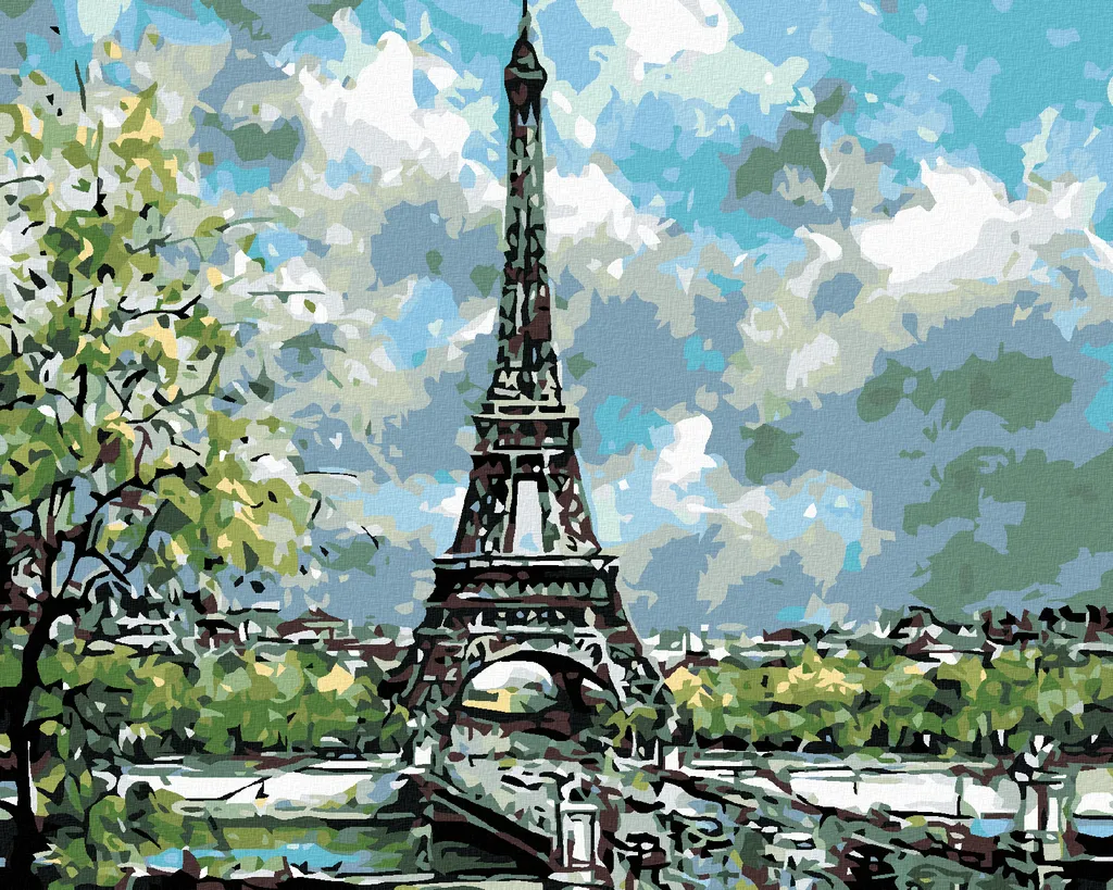 Zuty Diamond Art Eiffel Tower Spring 40x50 - Kit Completo Alta Precisione