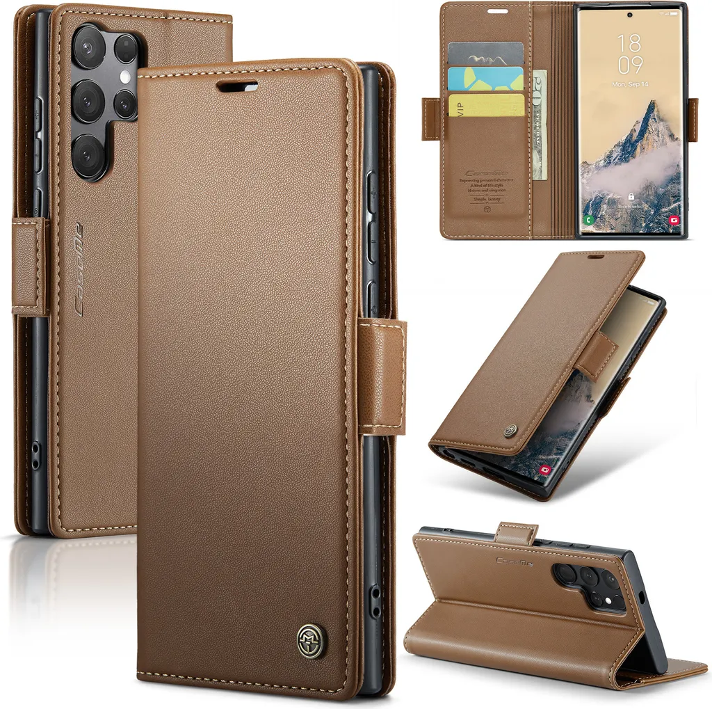 Cover S25 Ultra Business: Pelle RFID e Kickstand per Professionisti