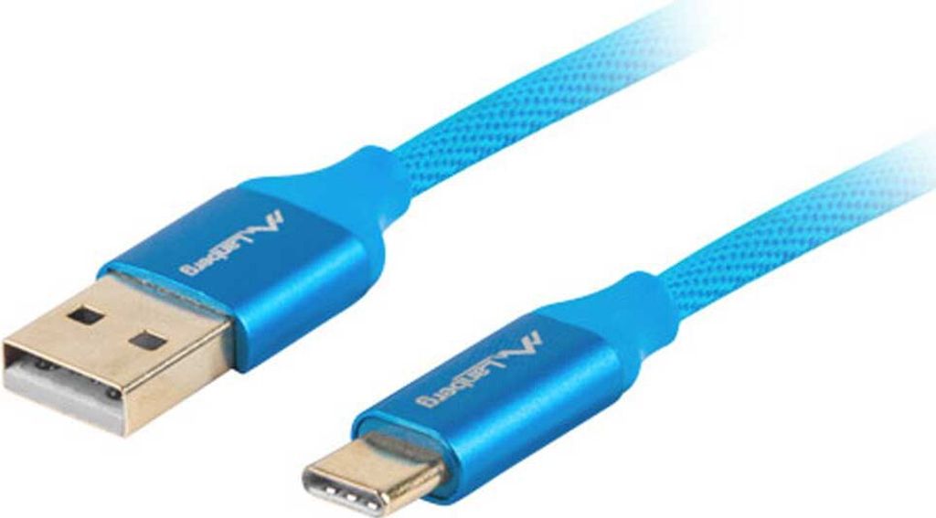 USB-Kabel 2.0 Typ A zu USB Typ C Lanberg Premium QC 3.0, 1,8 m, blau