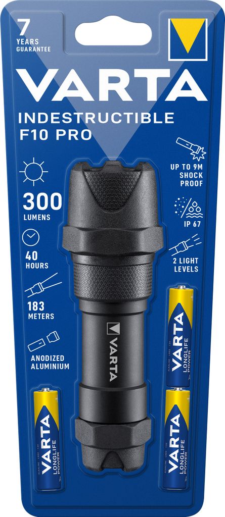 Varta INDESTRUCTIBLE F10 PRO, Baterka, Čierna, Hliník, 9 m, Obrázok produktu 