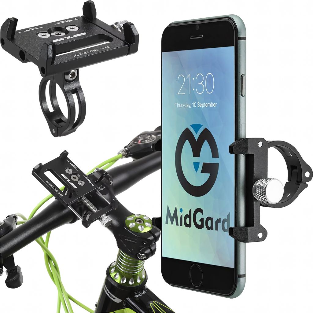 Universelle Handyhalterung Fahrrad & Motorrad – Aluminium – Für Lenker 25,4–31,8 mm – Für Smartphones 3,5–6,2 Zoll – Wetterfest, vibr...