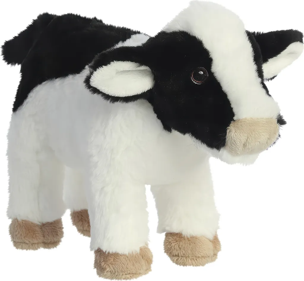 Idée Cadeau Enfant : Peluche Vache Aurora Eco Nation 25 cm Noir et Blanc