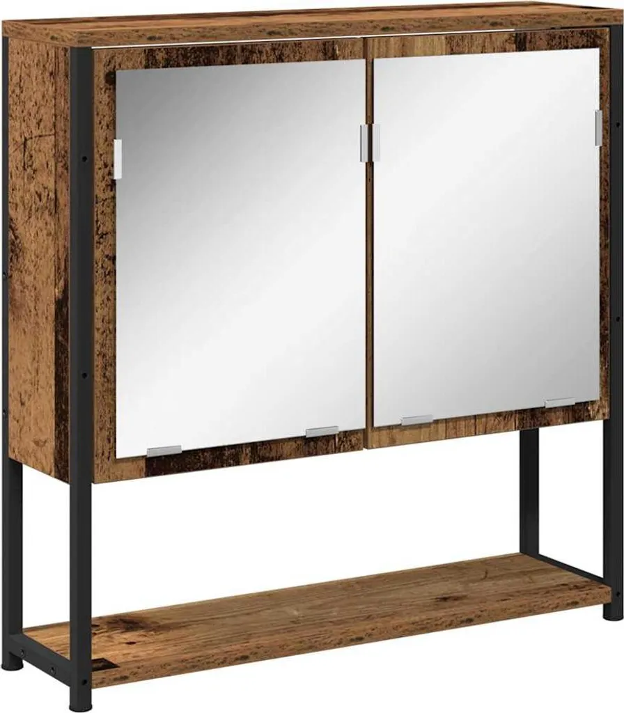 Armadietto da parete vintage bianco con ante in vetro, 3 ripiani e portasciugamani, 63 cm | Leroy Merlin