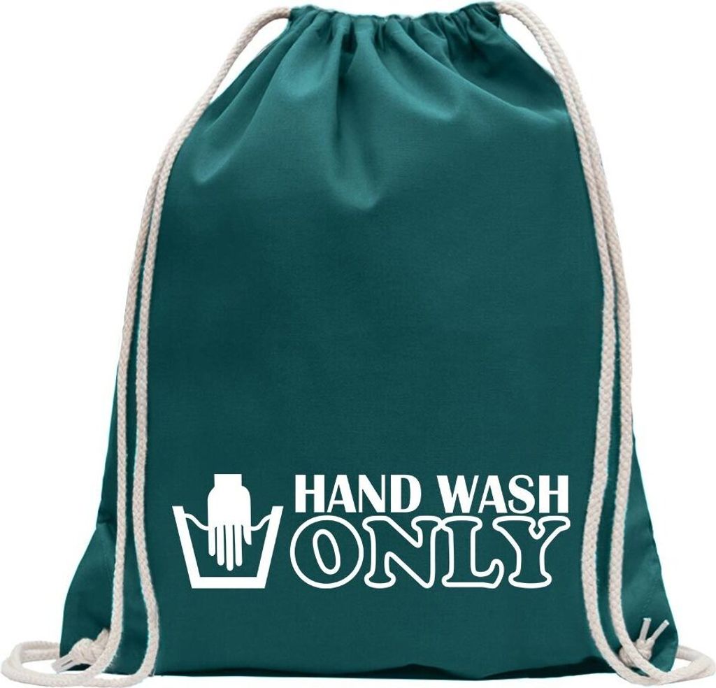 Kiwistar - Turnbeutel - petrol - Hand Wash Only - Fun Rucksack Sport Beutel Gymsack Baumwolle mit Ziehgurt