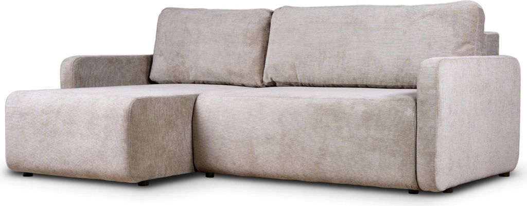 Ecksofa - Mit Schlaffunktion und Bettkasten - L-Form - Links - Beige - 222 x 96 x 148 cm - Schlafsofa - Modernes Sofa - CUBE
