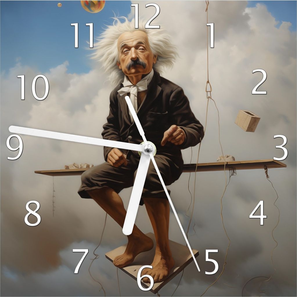 Wallario Design Wanduhr Schwebende Gedanken aus Echtglas, Größe 20 x 20 cm