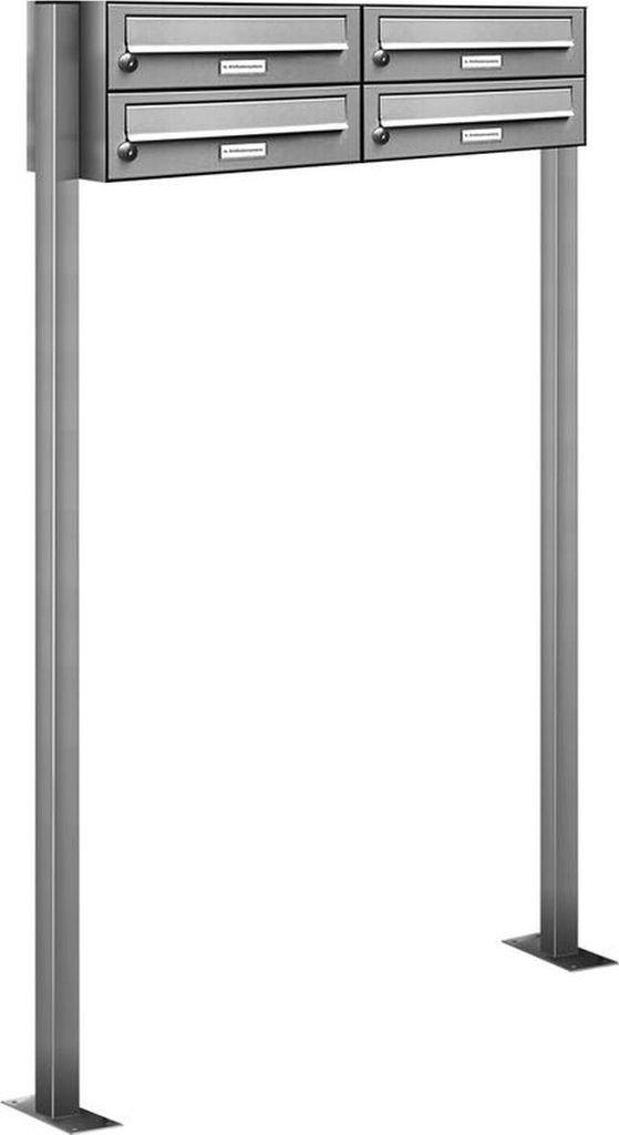 4er Edelstahl Standbriefkasten Anlage Freistehend