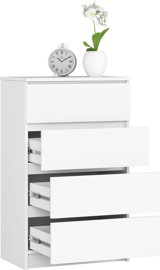 Komoda AKORD K60 Biała 60 cm 4 szuflady kolor Biały mat Zdjęcie produktu 2