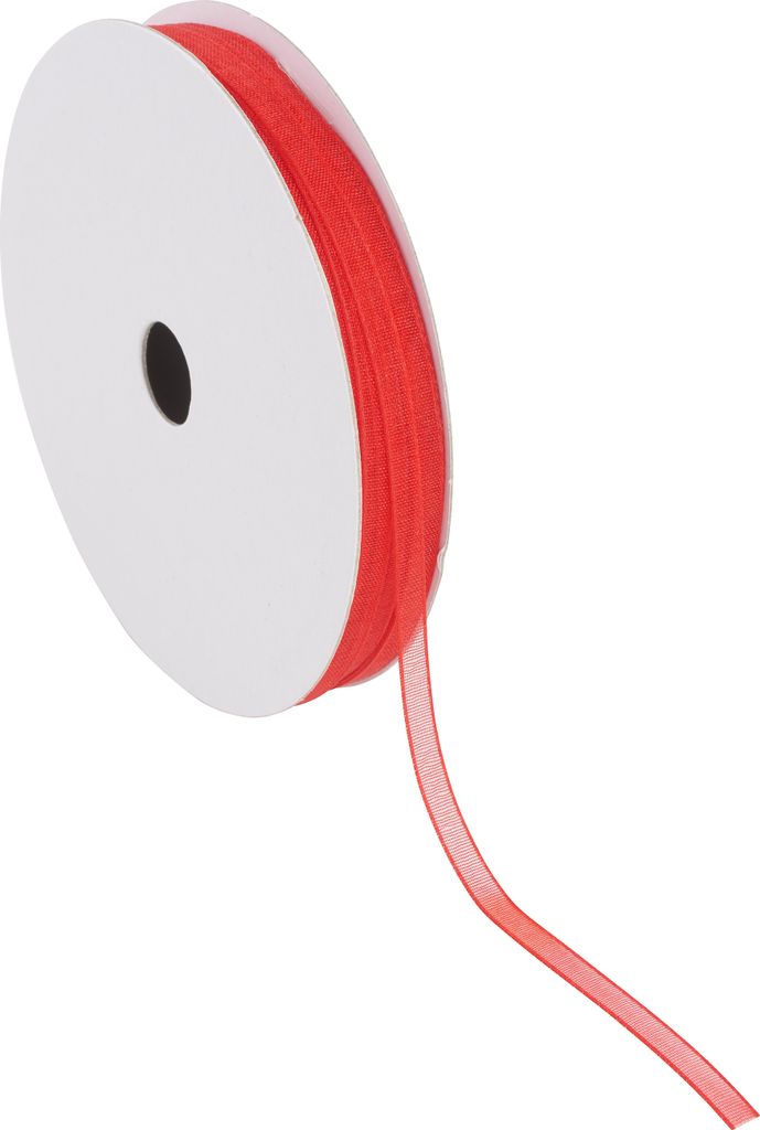 HobbyFun VBS Organzaband 3 mm 10 m Dekoband Schleifenband Bastelband Rot