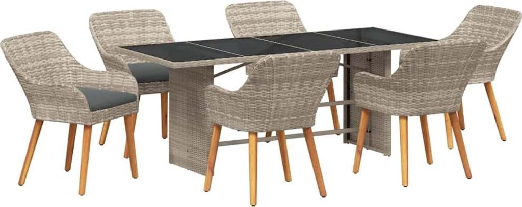 Outdoortisch-Set 7 pcs Hellgrau