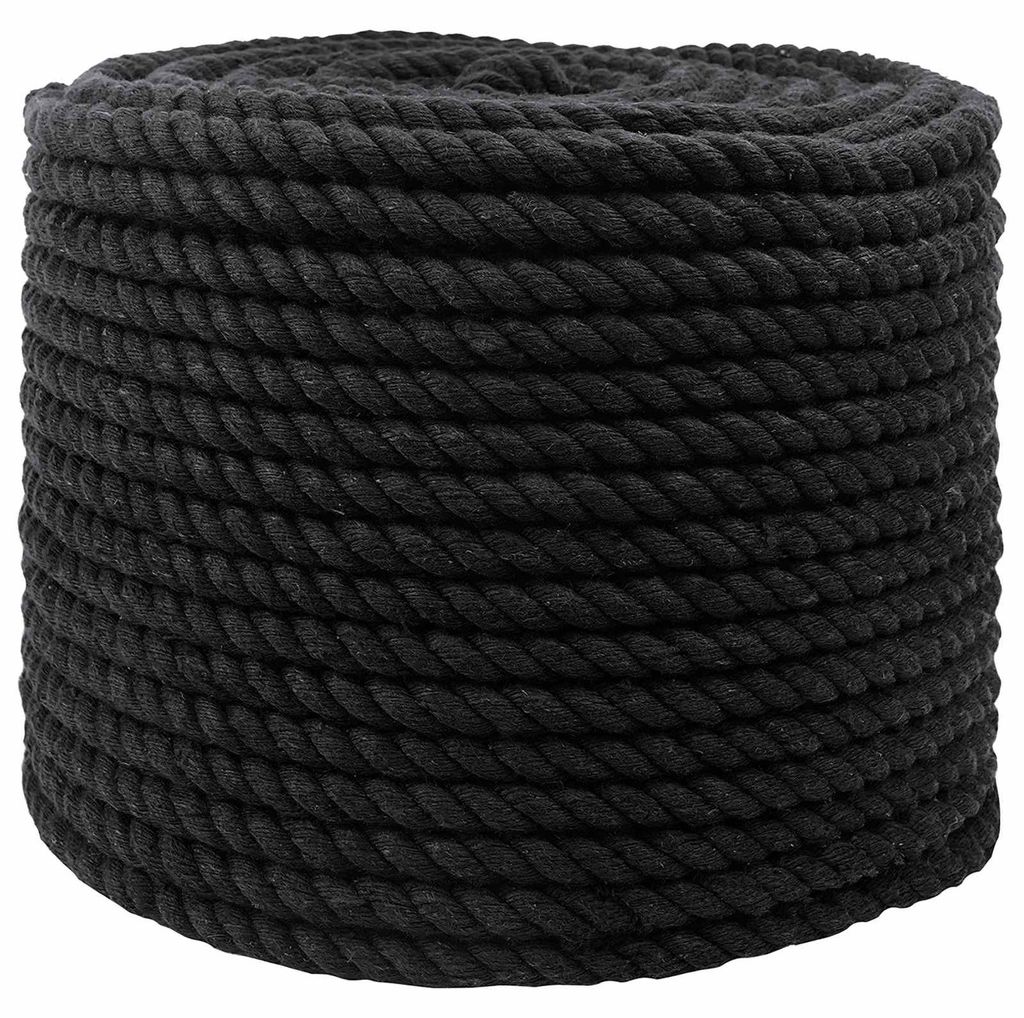 vidaXL Seil Schwarz 1,2 x 1,2 x 10000 cm Baumwolle
