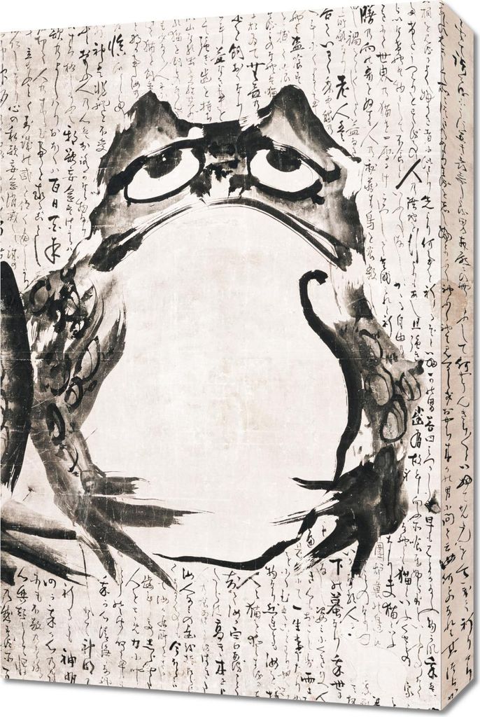 Bild 40x60cm Frosch, Getsuju Japanisch Vintage für das Wohnzimmer