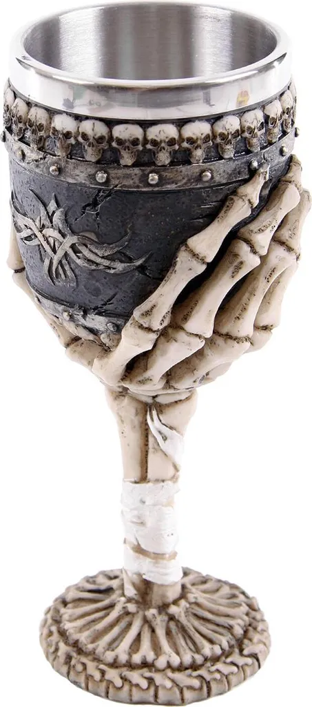 Calice décoratif bras squelettique sculpté en relief 18cm style rétro