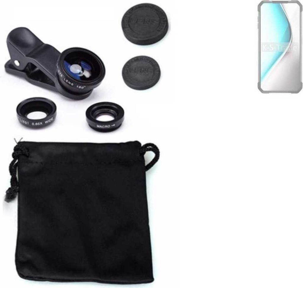 K-S-Trade Smartphone Kamera Linsen Set Kompatibel mit Unihertz 8849 Tank 2 Pro 3in1 Clip-On Kamera Adapter Macro Weitwinkel FishEye Fischauge Objektiv