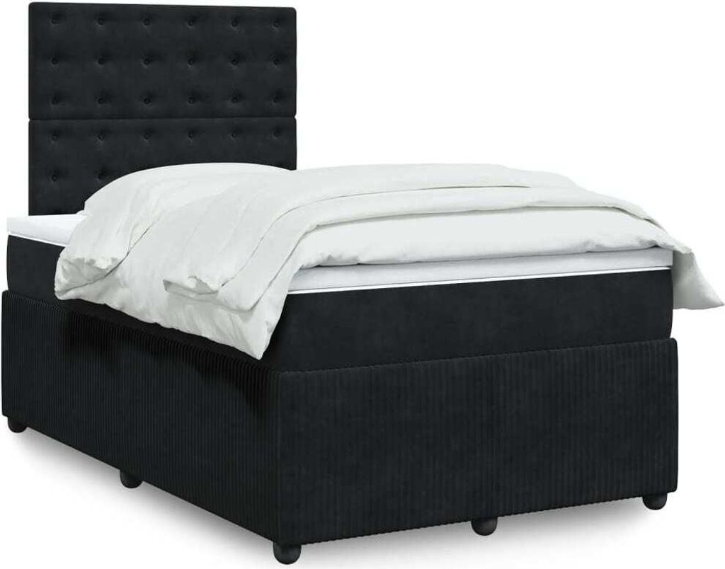 "2026 Promotion" Boxspringbett mit Matratze - Schwarz - 120x190 cm - Samt - Polsterbett CC15396