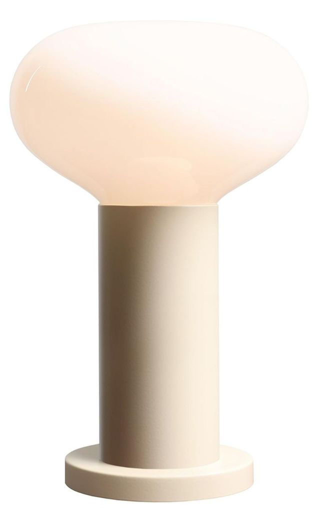 Tischleuchte Metall Glas Ø 19 cm rund 29 cm Creme Weiß E14 Modern Beistelllampe