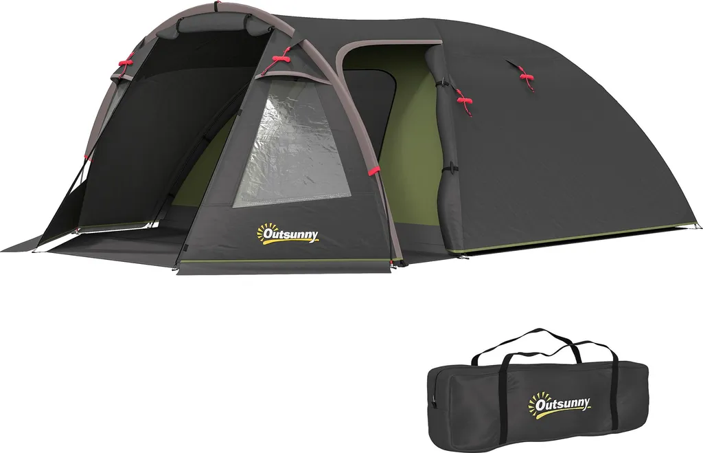 Tente de camping familiale 4 places avec 3 portes et tunnel étanche