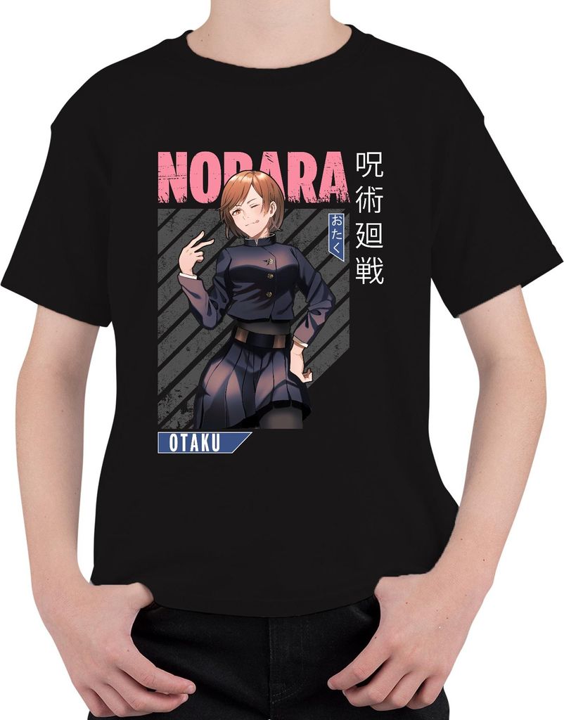 Nobara Jujutsu Kaisen Anime Ästhetik Otaku Geschenk Manga Vintage Uni Kinder T-Shirt, Schwarz, 140