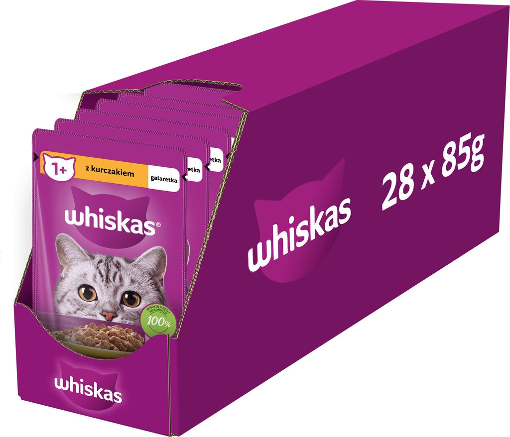 WHISKAS Adult saszetka kurczak galaretka 28x85g mokra karma Zdjęcie produktu 