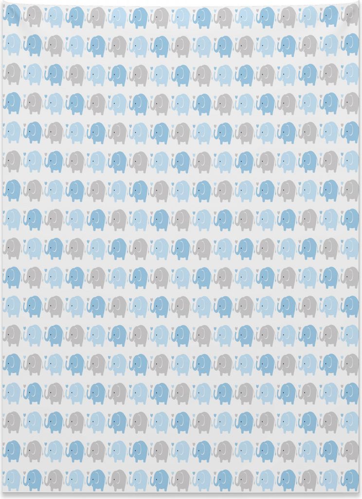 Abakuhaus Grau Blau Wandteppich, Cartoon Elefanten aus Weiches Mikrofaser Stoff Kein Verblassen Klare Farben Waschbar, 110 x 150 cm, Hellblau grau ...