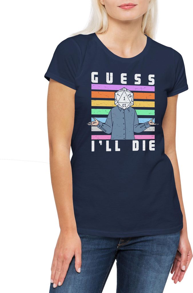 Urban Backwoods Guess I'll Die RPG Dice, Damen T-Shirt, Farbe: Navy, Größe: S