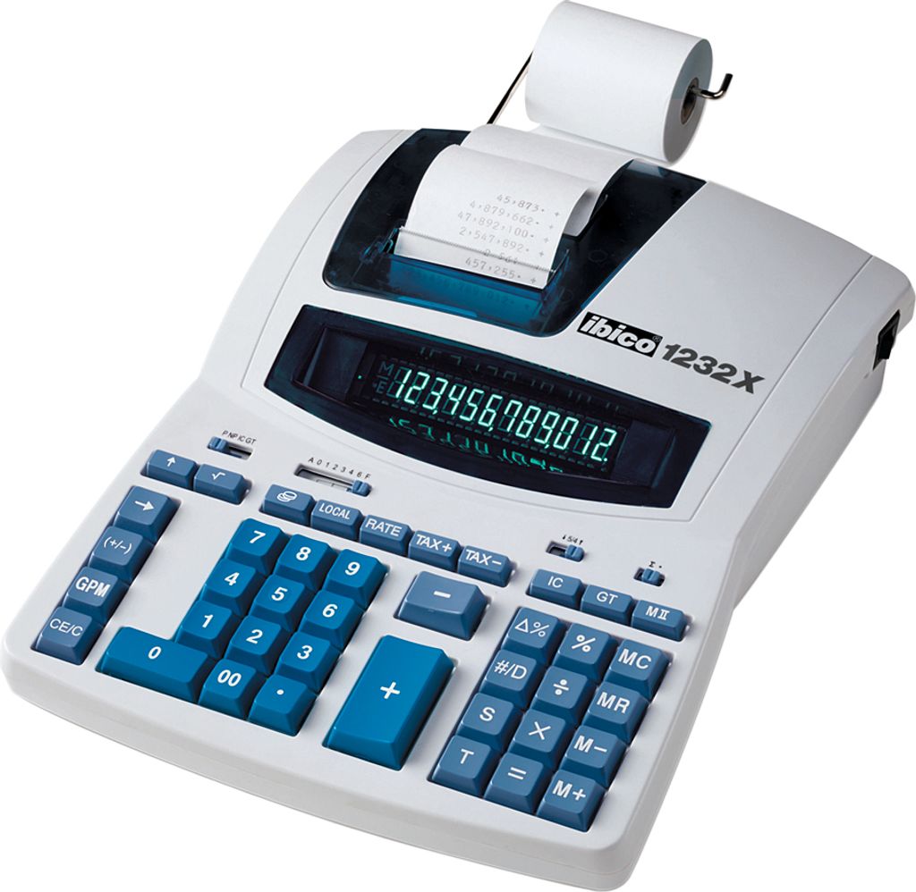 ibico druckender Tischrechner 1232X Professionell lichtgrau / blau
