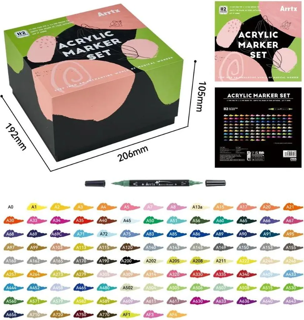 Pennarelli artistici, doppia punta, 112 colori, 112 colori