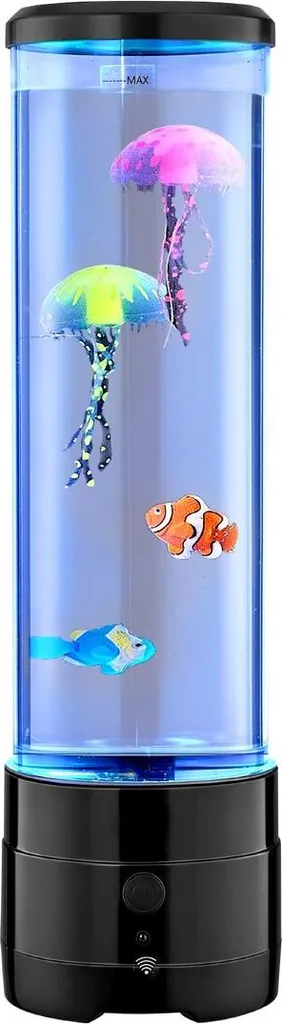 Lampe à bulles multicolore télécommandée avec 16 poissons tropicaux 38cm