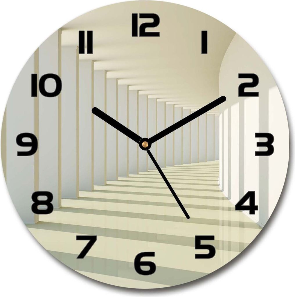 Wanduhr aus Glas 30fi Glasbild Glasuhr Gehärtetes Glas - schwarze-zeiger - Corridor