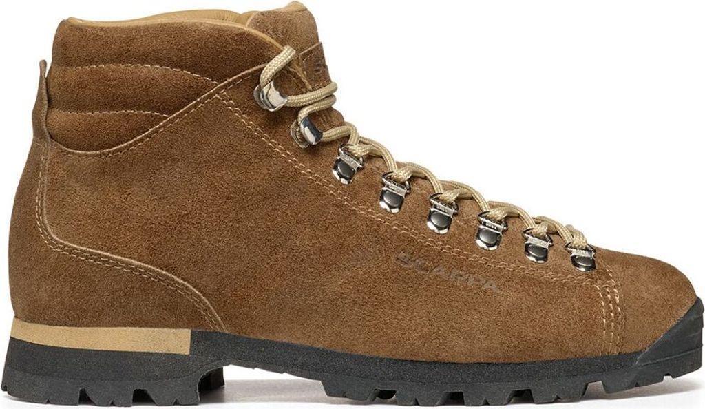 Lifestyleschuh Primitive von Scarpa in braunem Wildleder mit Schnürung und robustem Profil.